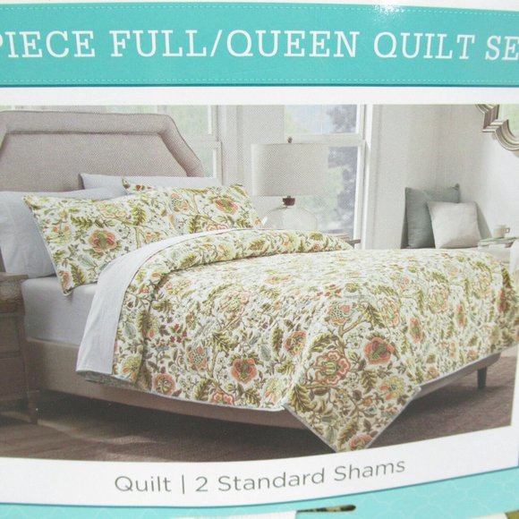 Waverly Quilt Set Imperial Dress Jacobean Floral Blanket Coverlet 2 Pillow Shams - Picture 5 of 10